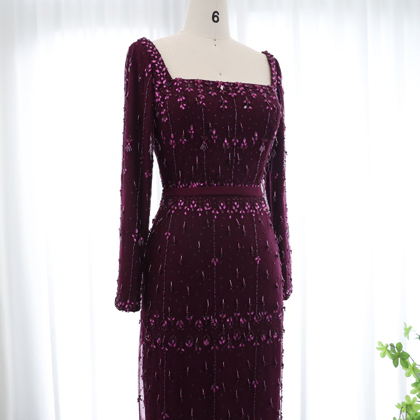 Luxury Gray Feather Straight Evening Dress with Cape Sleeves SS279