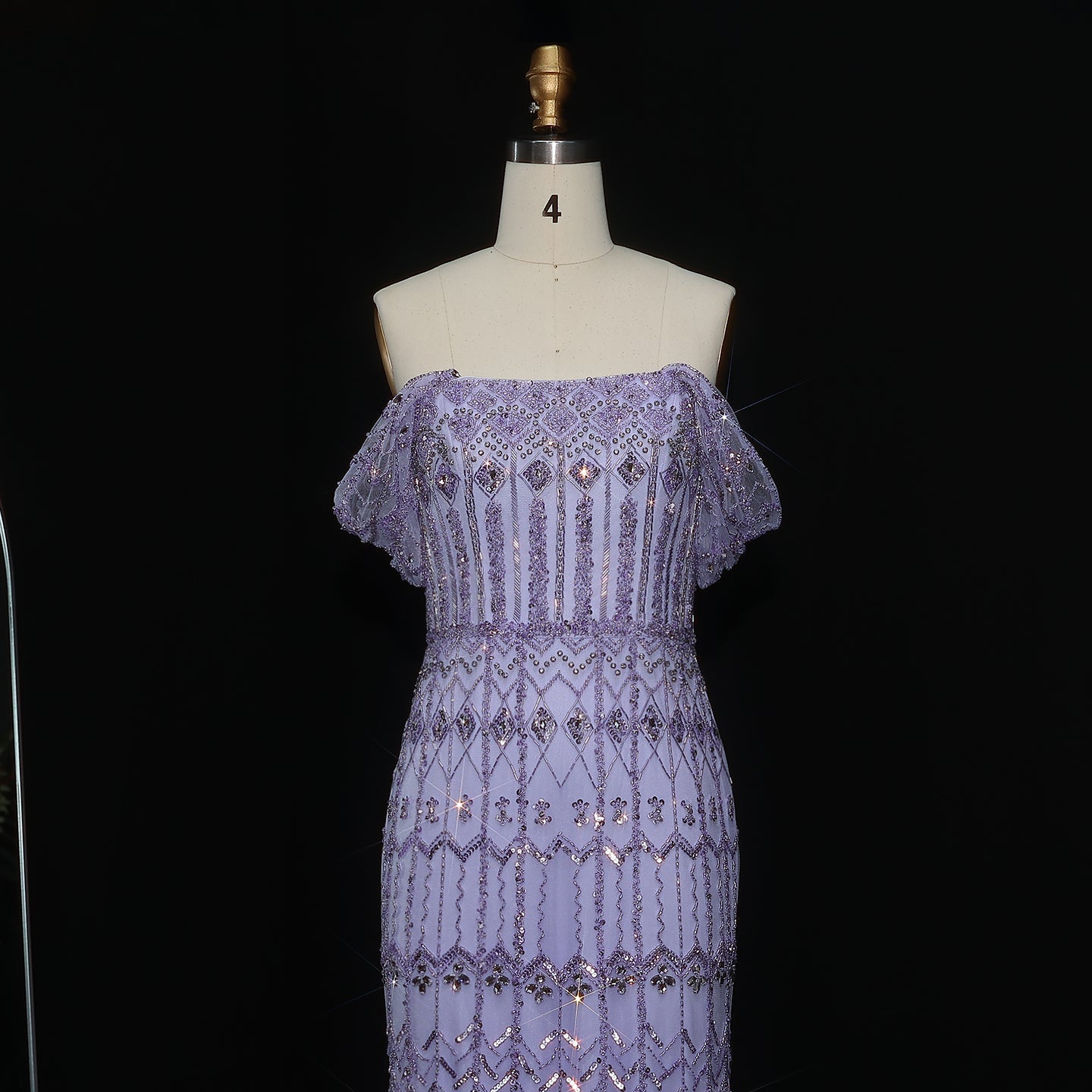 Luxury White Beaded Short Sleeves Evening Dress SS291