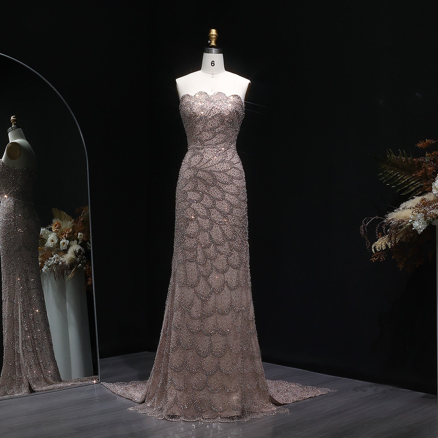 Elegant Emerald Green Strapless Evening Dress SS601  Rose Gold / US 20