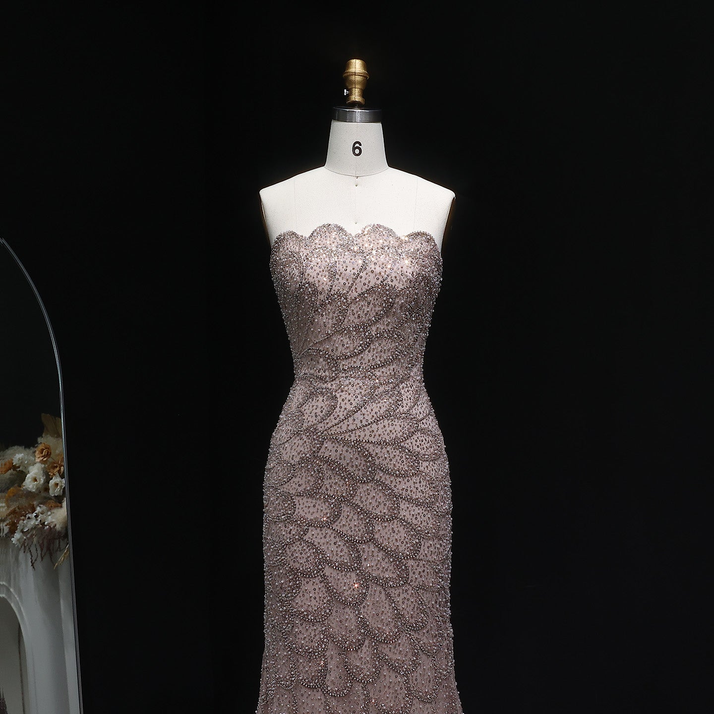 Elegant Emerald Green Strapless Evening Dress SS601