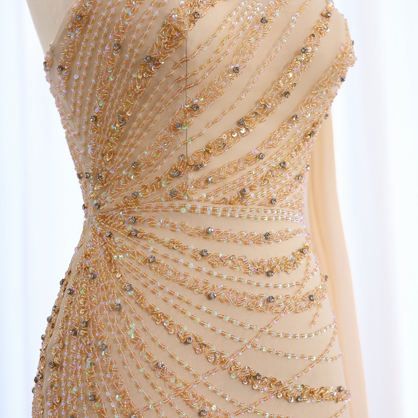 Luxury Feather Turquoise One Shoulder Evening Dress SS498