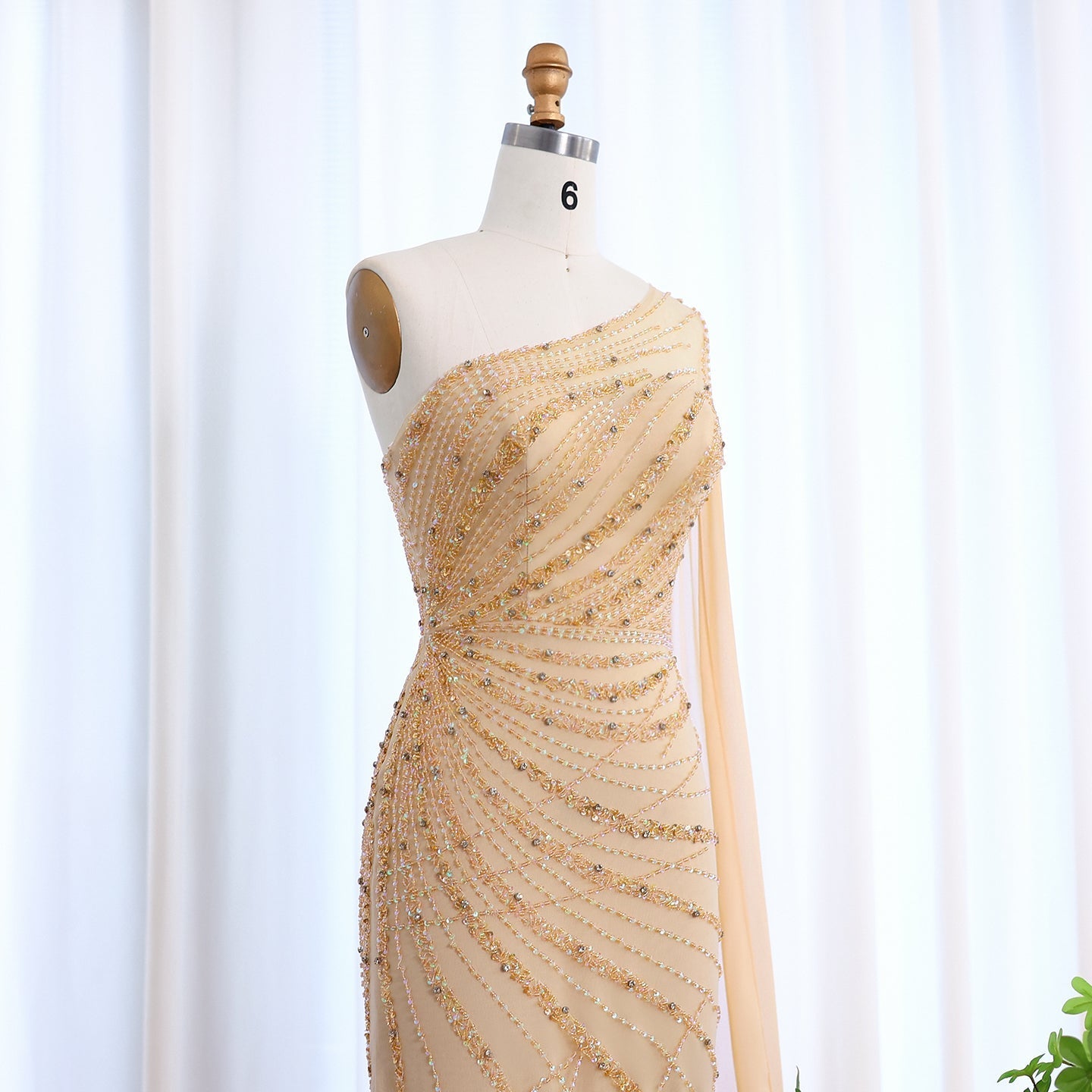 Luxury Feather Turquoise One Shoulder Evening Dress SS498