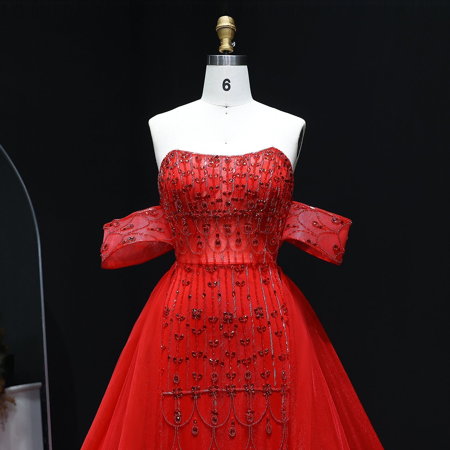 Luxury Champagne Evening Dress with Overskirt SS168