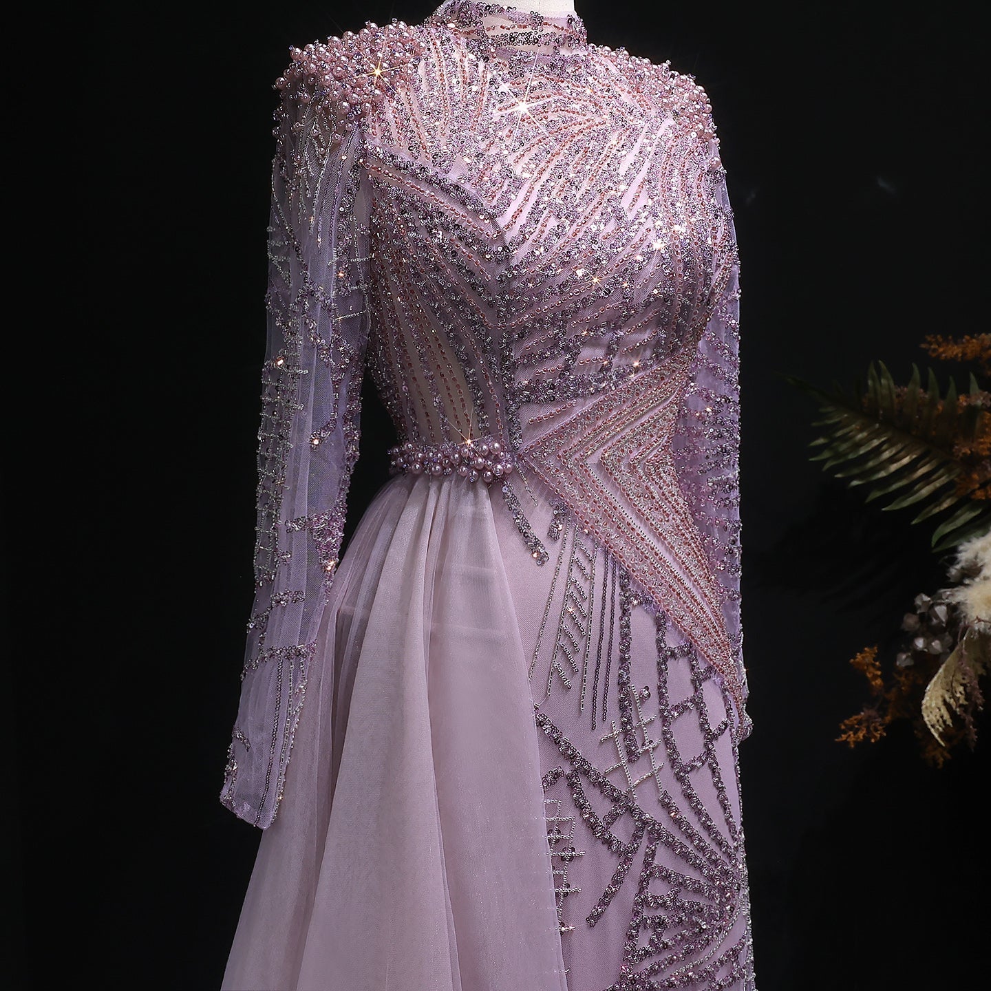 Glamorous Beaded Turquoise Evening Dress with Overskirt SS064