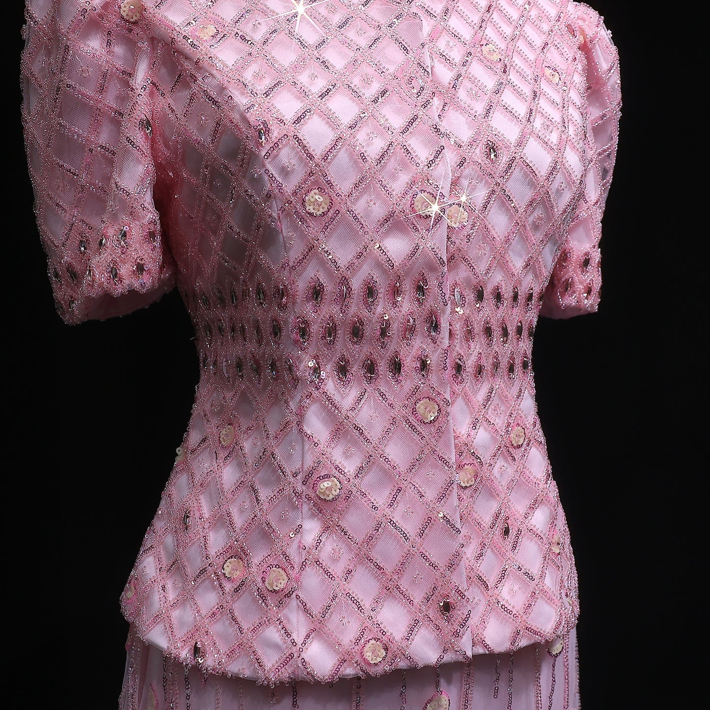 Luxury Pink Crystal Two Piece  Evening Dresses Wedding Party SS546