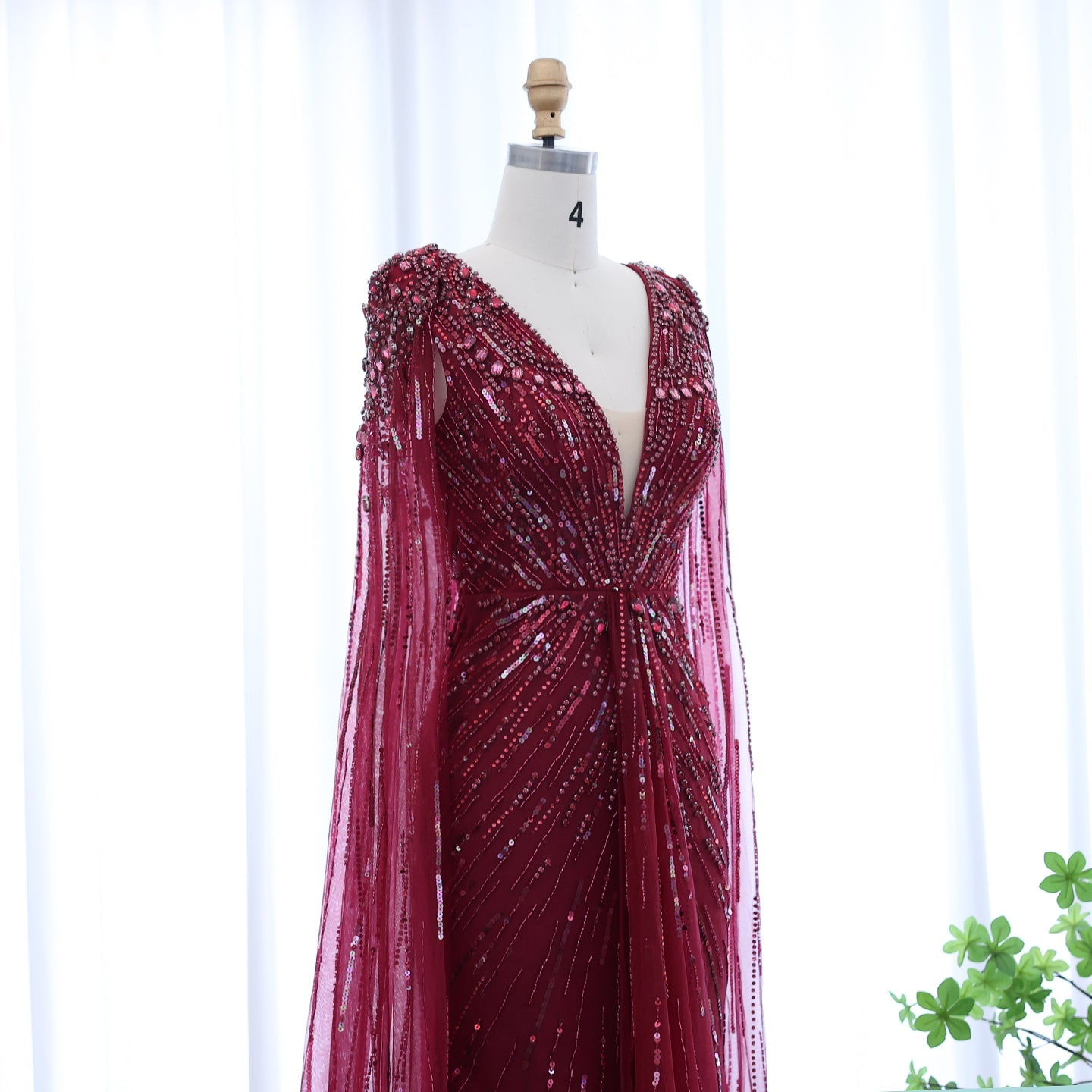 Luxury Dubai Green Evening Dresses with Cape Fuchsia Crystal Gold SS399