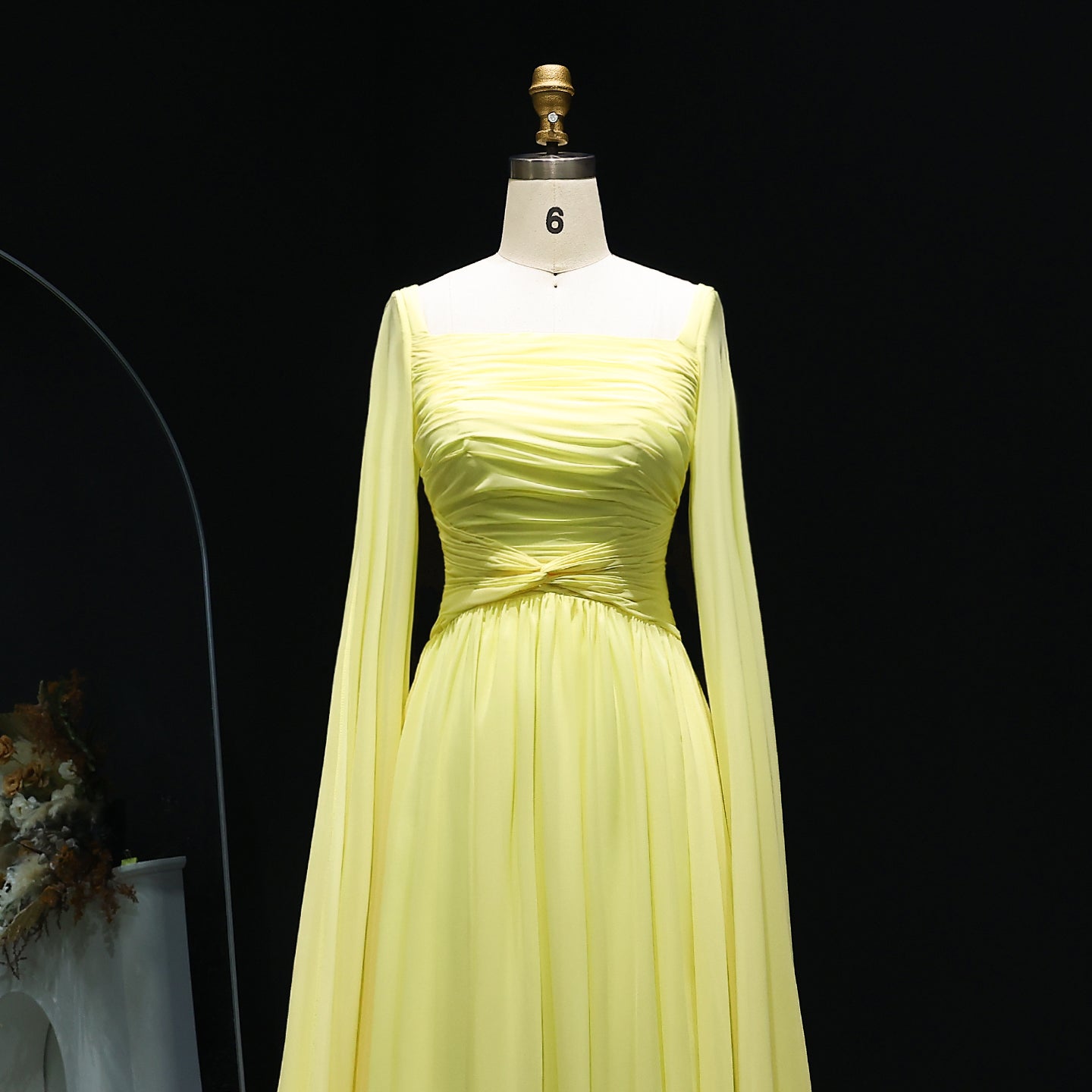 Elegant Red Chiffon Evening Dresses with Cape Sleeves SF032