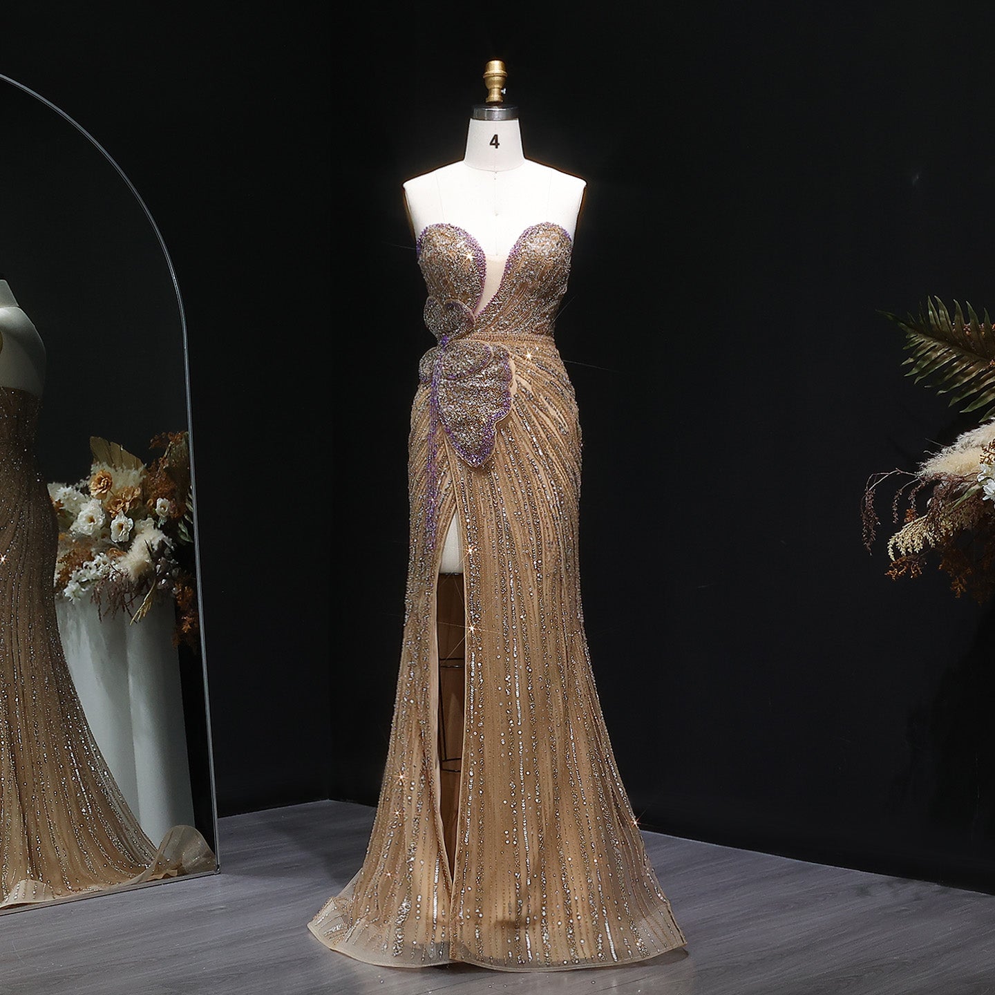 Luxury Beaded Sweetheart Pink Evening Dress SS267  Champagne / US 16