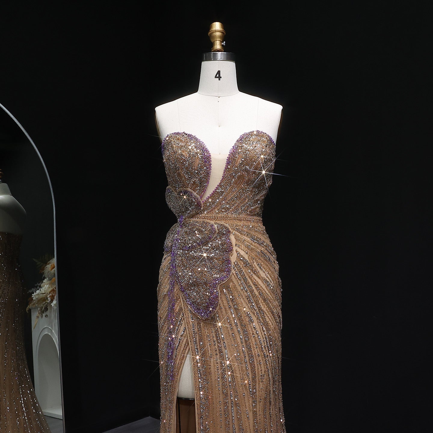 Luxury Beaded Sweetheart Pink Evening Dress SS267