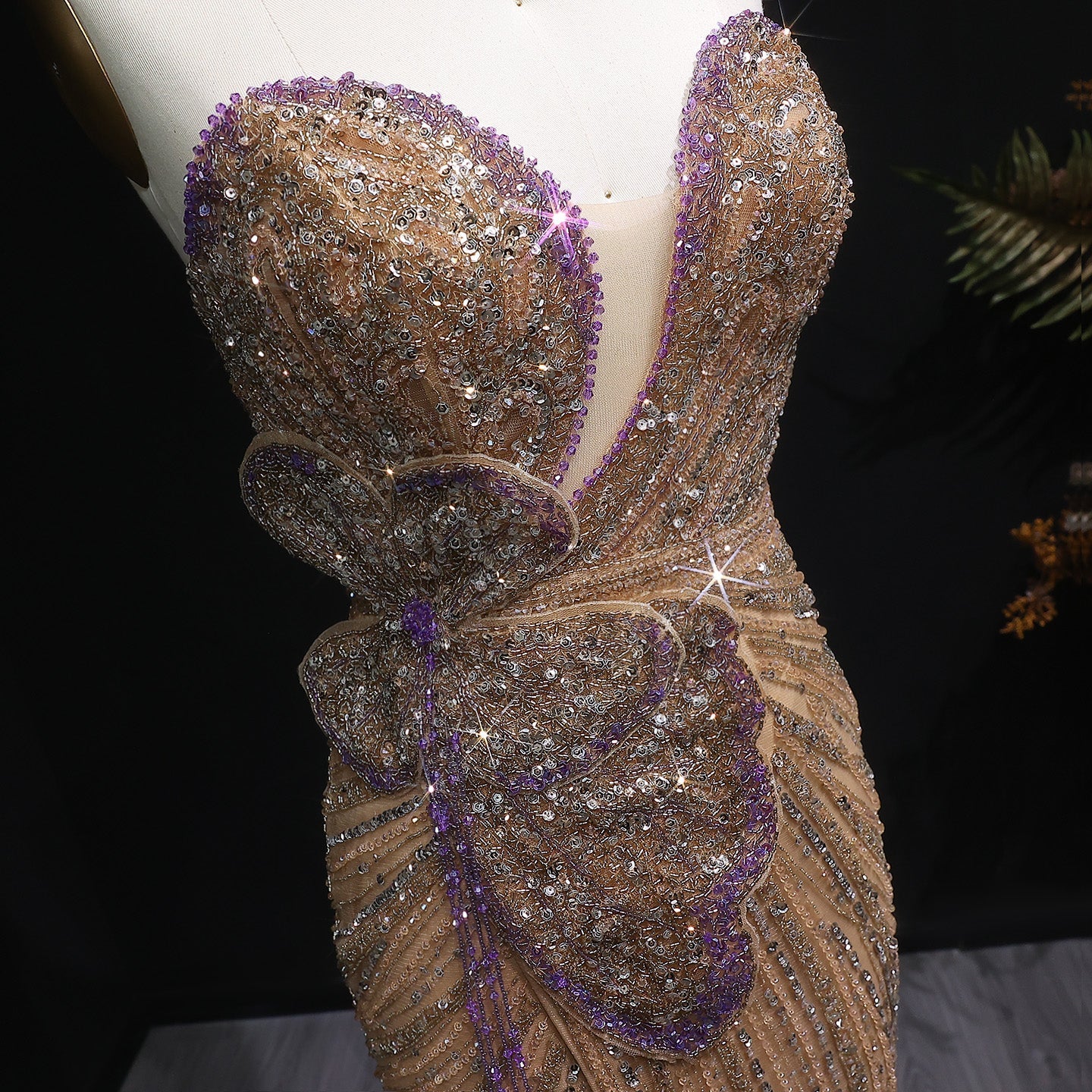 Luxury Beaded Sweetheart Pink Evening Dress SS267