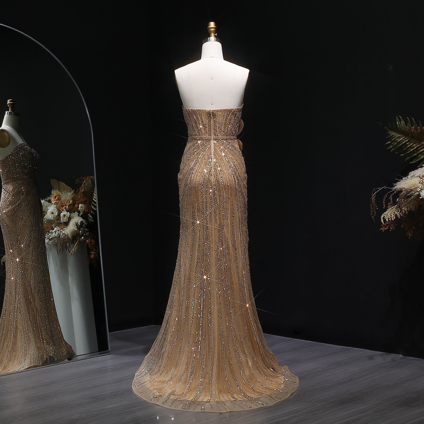 Luxury Beaded Sweetheart Pink Evening Dress SS267