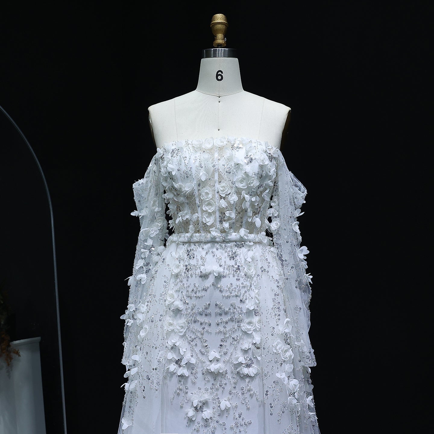 Elegant 3D Flowers Pink Evening Dress with Overskirt SS352