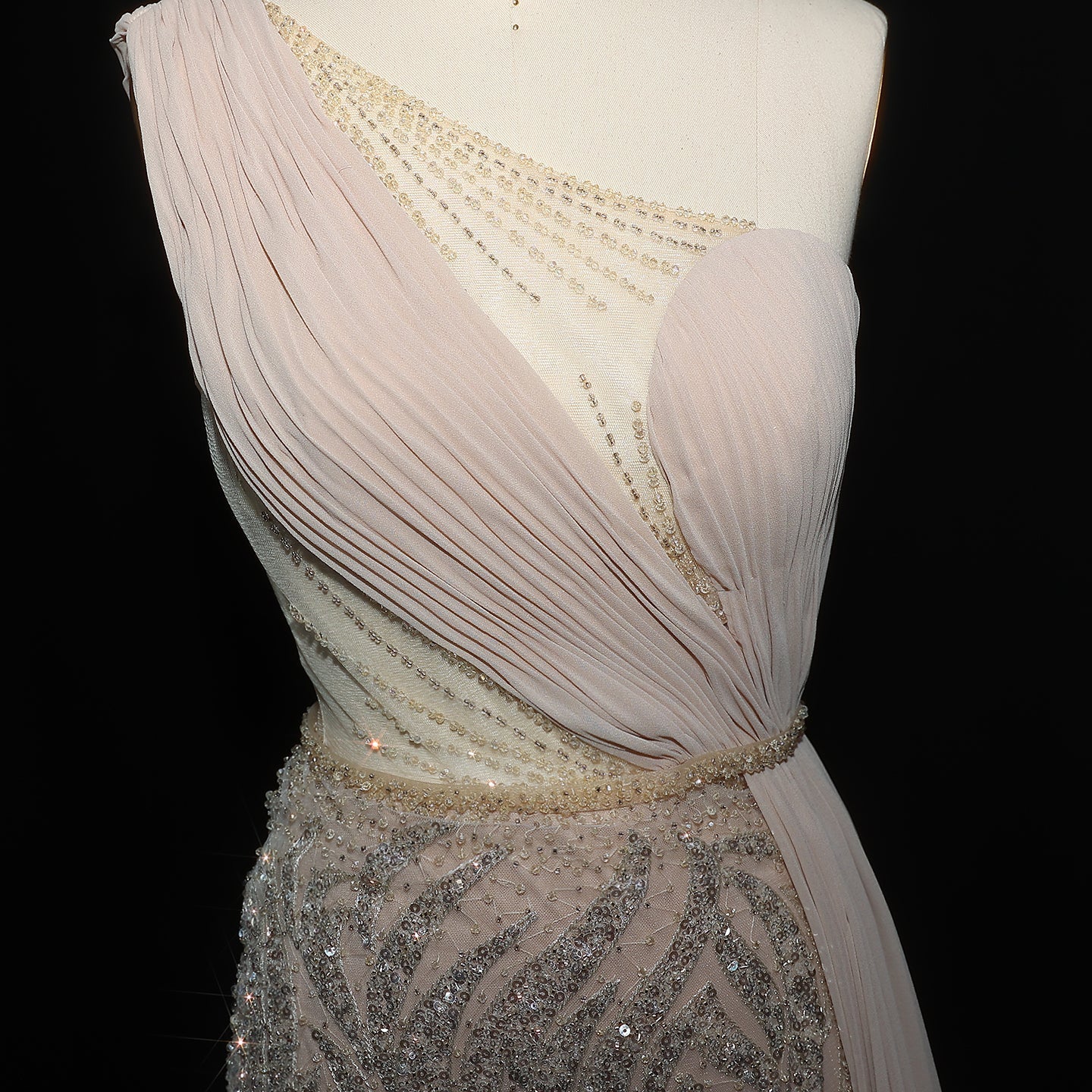 Elegant One Shoulder Turquoise Evening Dress with Overskirt SS007