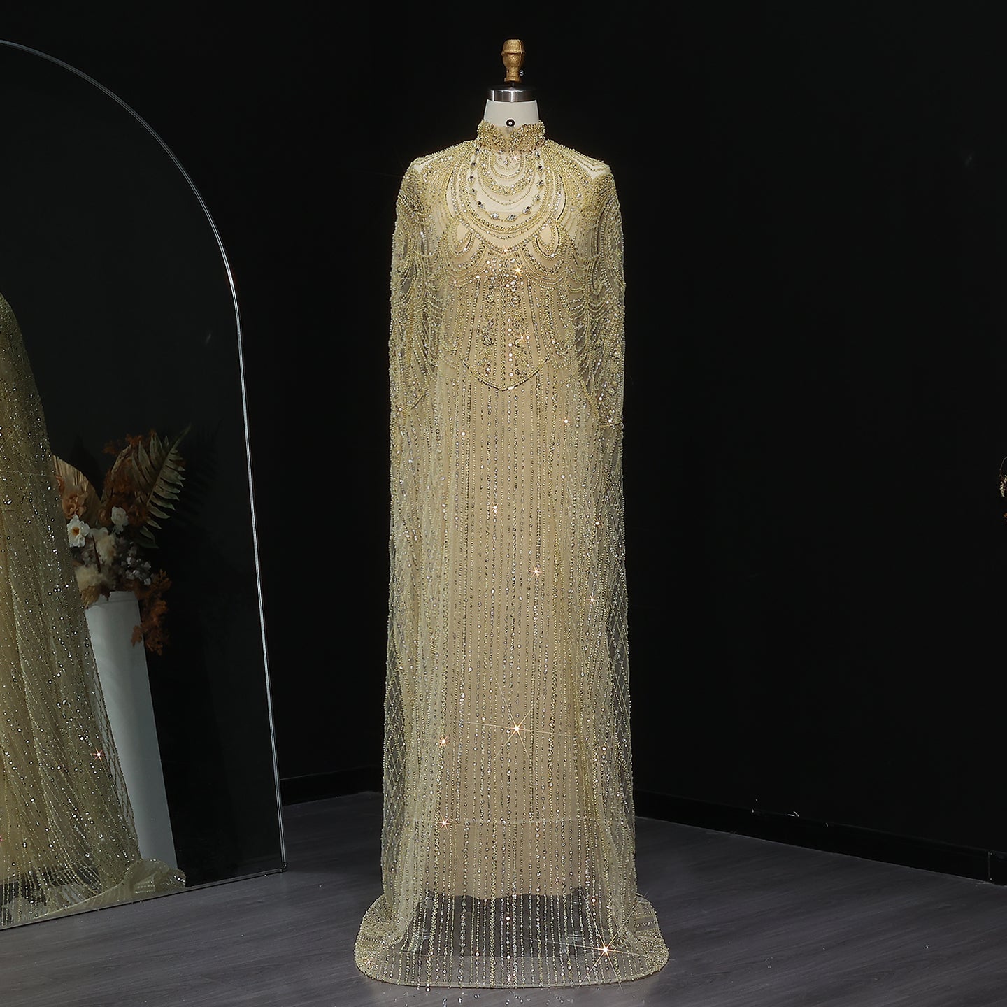 Luxury Nude Beaded High Neck 2 pieces Evening Dress SS780  Yellow / US 20