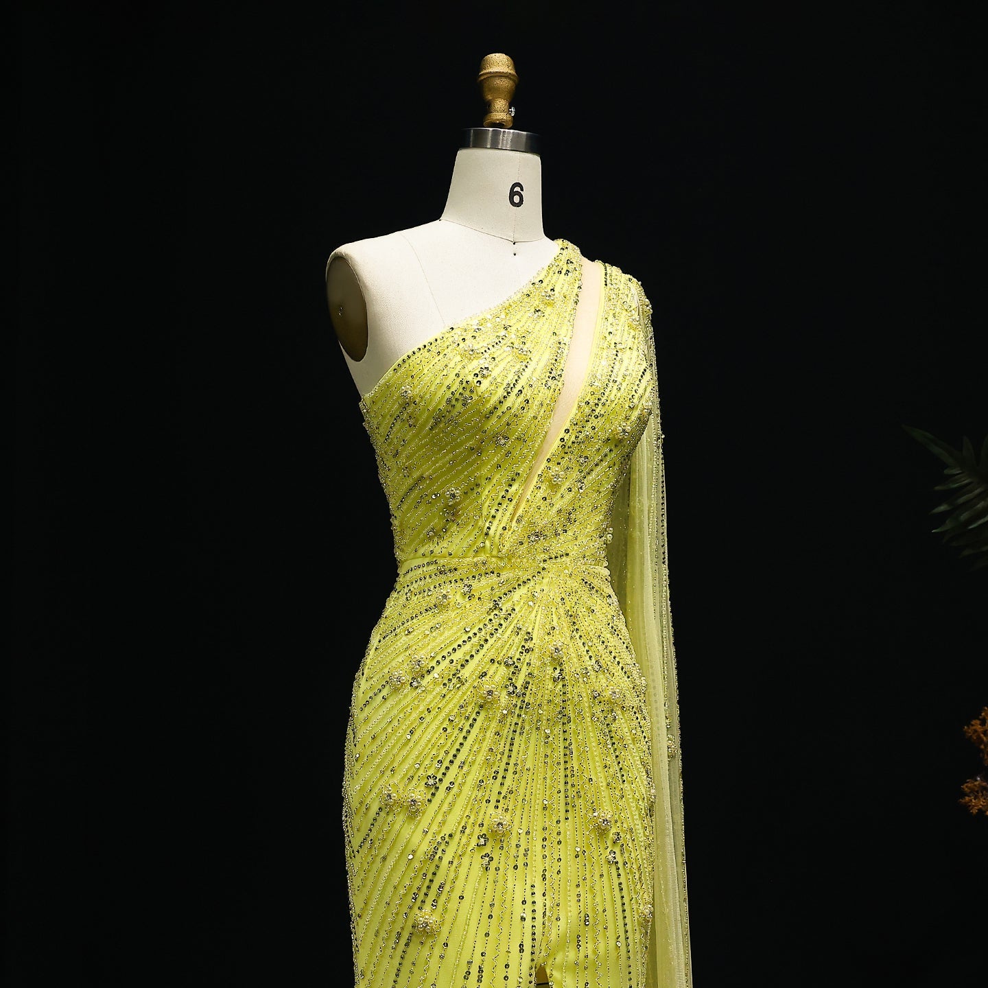 Elegant One Shoulder Beaded Black Evening Dress SS317