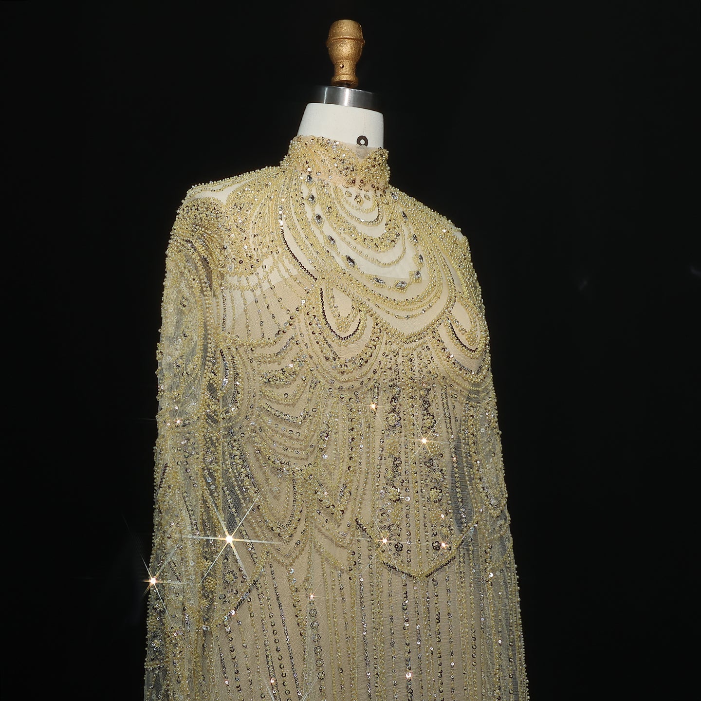 Luxury Nude Beaded High Neck 2 pieces Evening Dress SS780