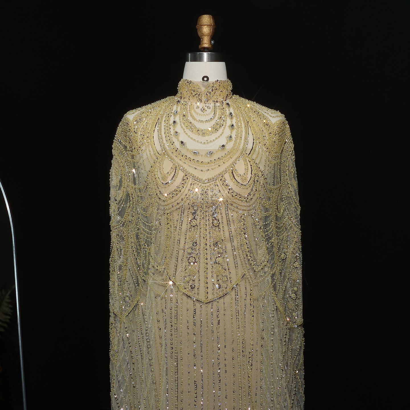 Luxury Nude Beaded High Neck 2 pieces Evening Dress SS780