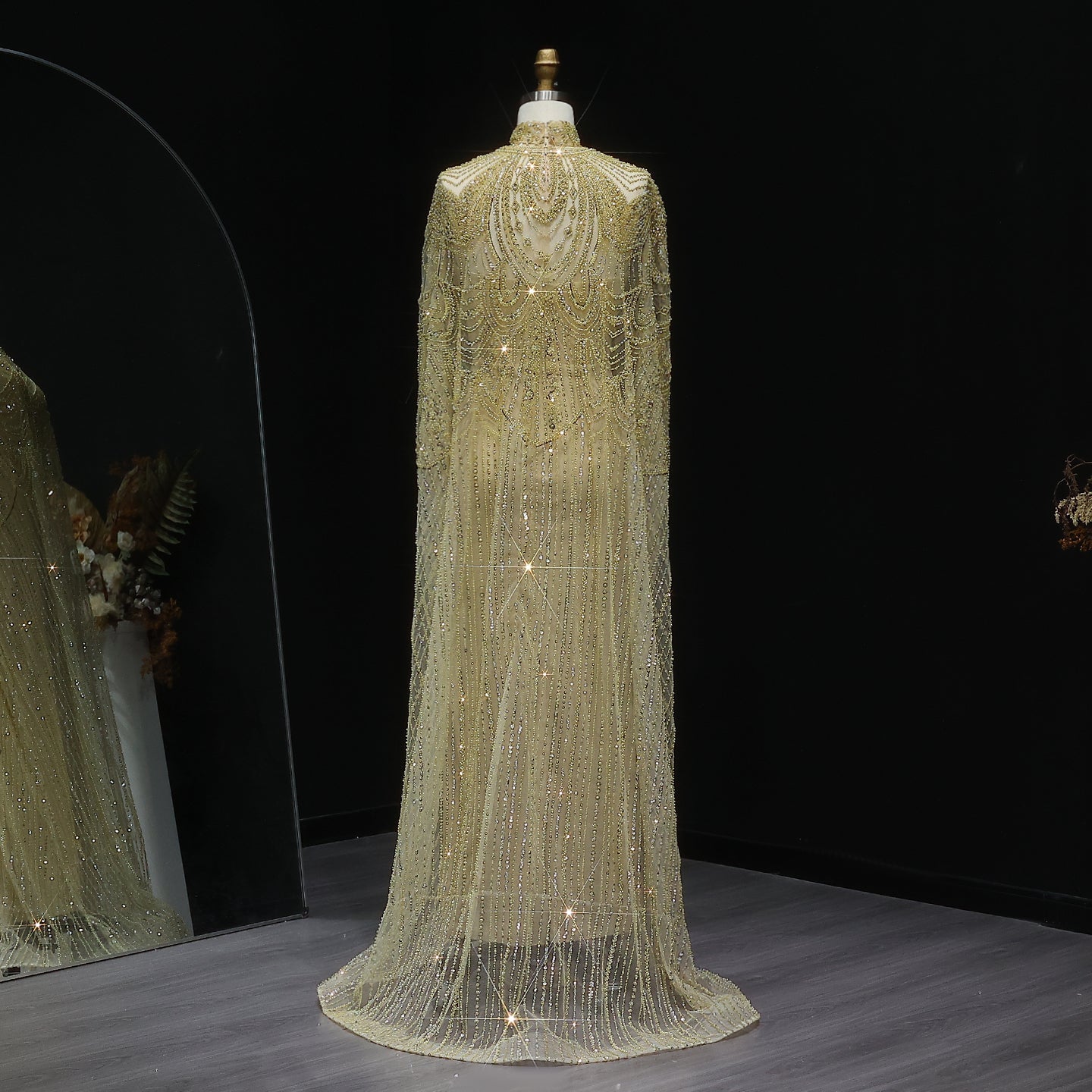 Luxury Nude Beaded High Neck 2 pieces Evening Dress SS780