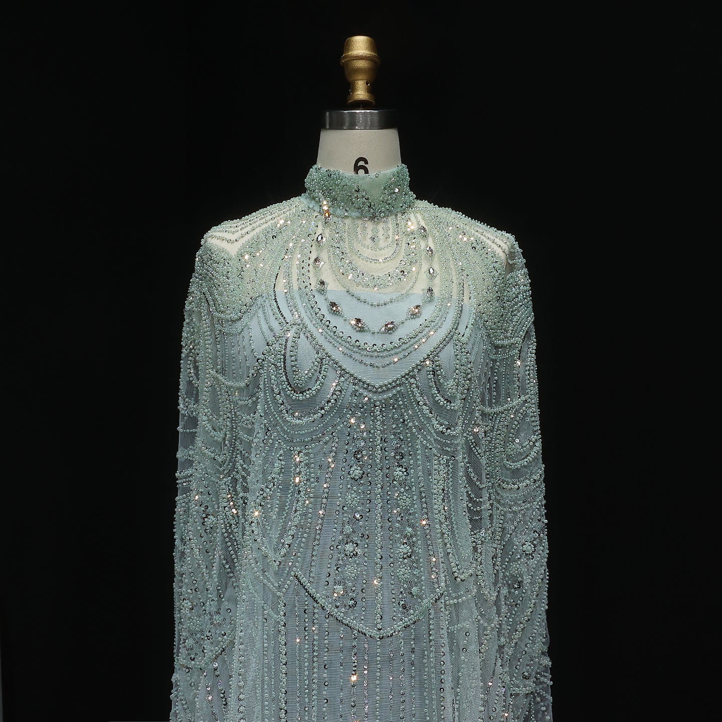 Luxury Nude Beaded High Neck 2 pieces Evening Dress SS780