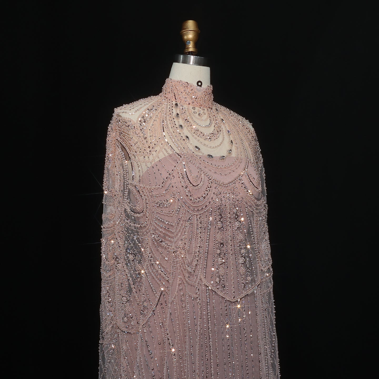 Luxury Nude Beaded High Neck 2 pieces Evening Dress SS780