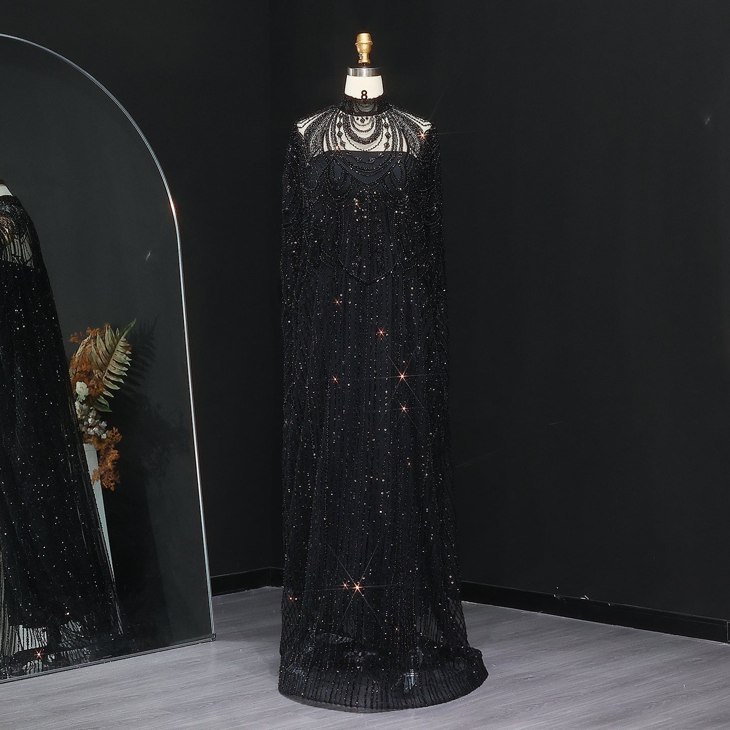 Luxury Nude Beaded High Neck 2 pieces Evening Dress SS780  Black / US 20