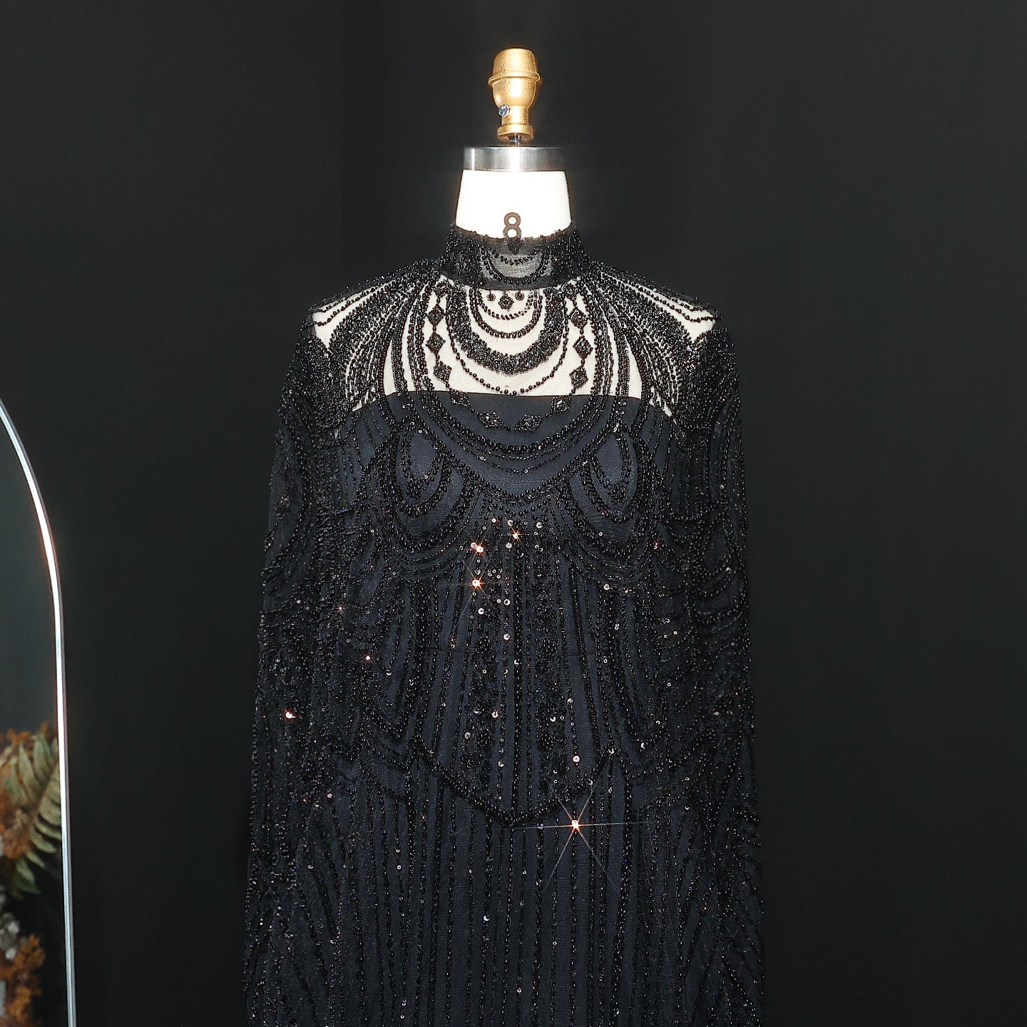 Luxury Nude Beaded High Neck 2 pieces Evening Dress SS780