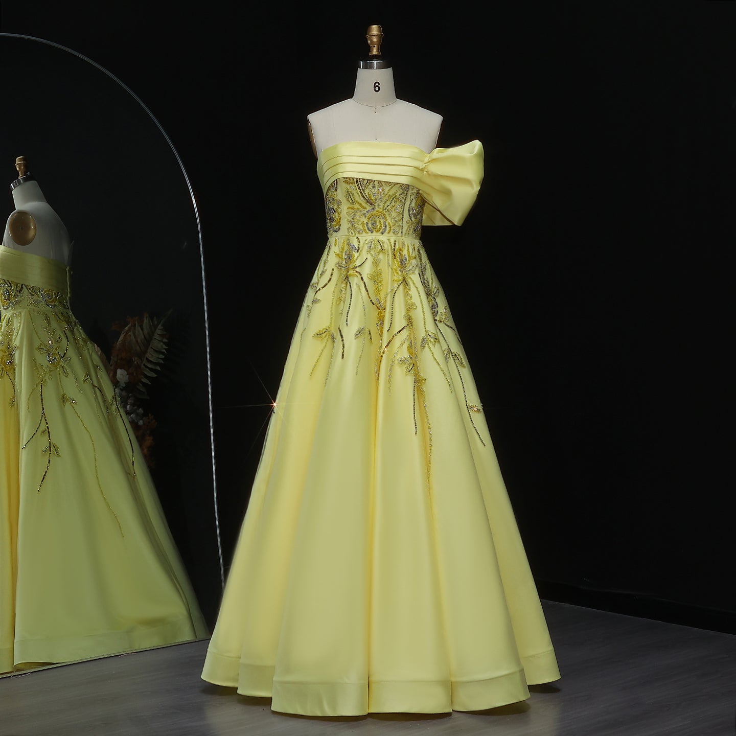 Elegant Fuchsia One Shoulder Evening Dress SS567  Yellow / US 18