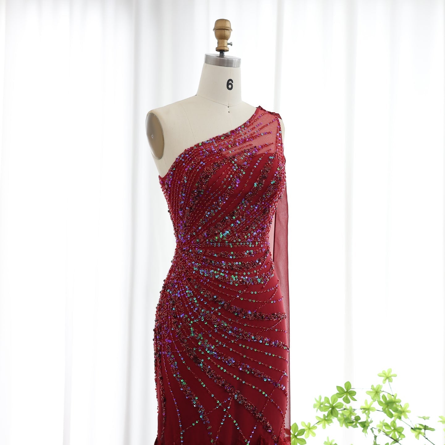 Luxury Feather Turquoise One Shoulder Evening Dress SS498