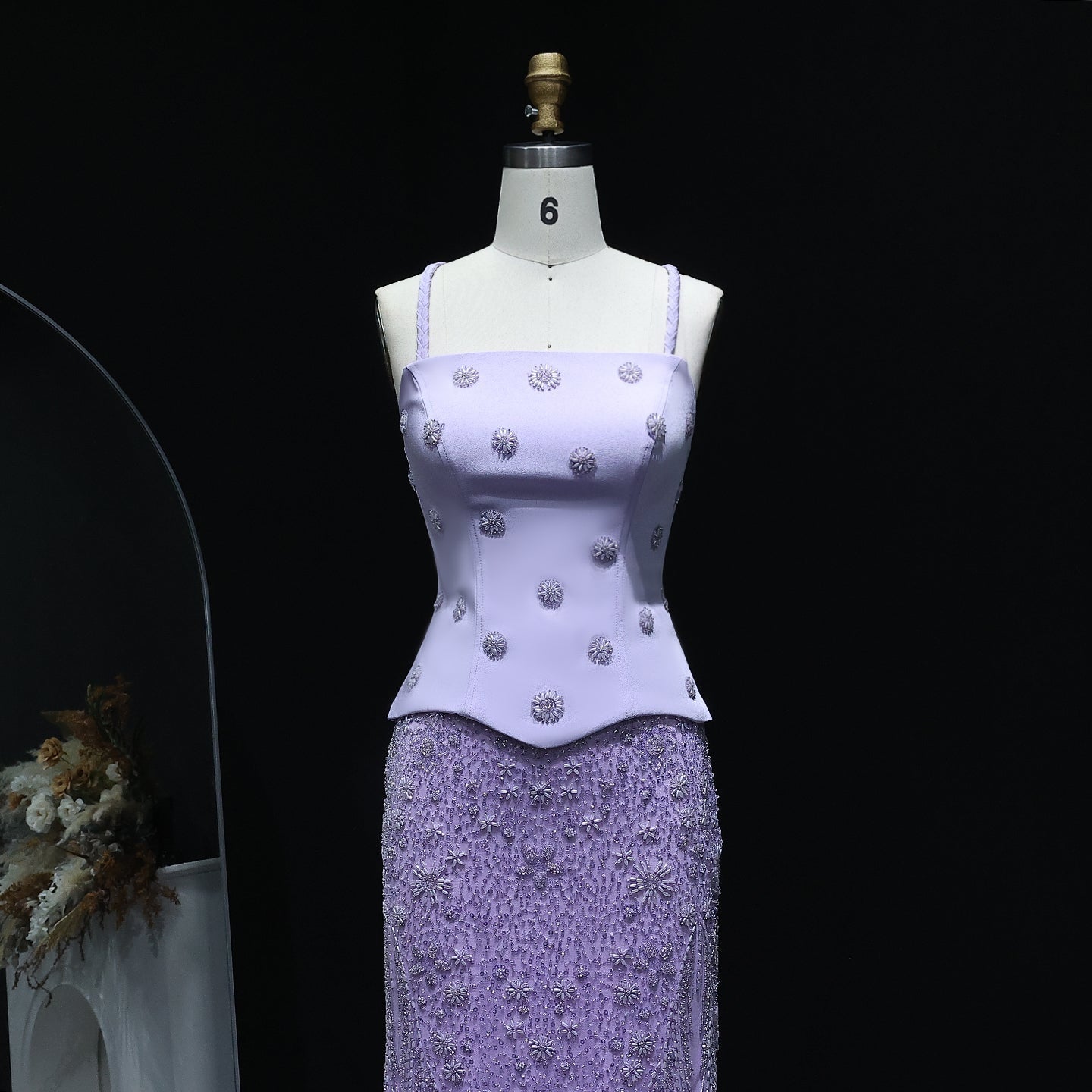 Chic Lilac Two Pieces Evening Dress with Spaghetti Straps SS697