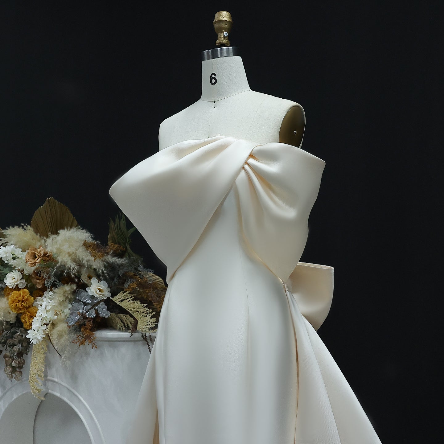 Elegant Off Shoulder Lilac Evening Dress with Overskirt SS400