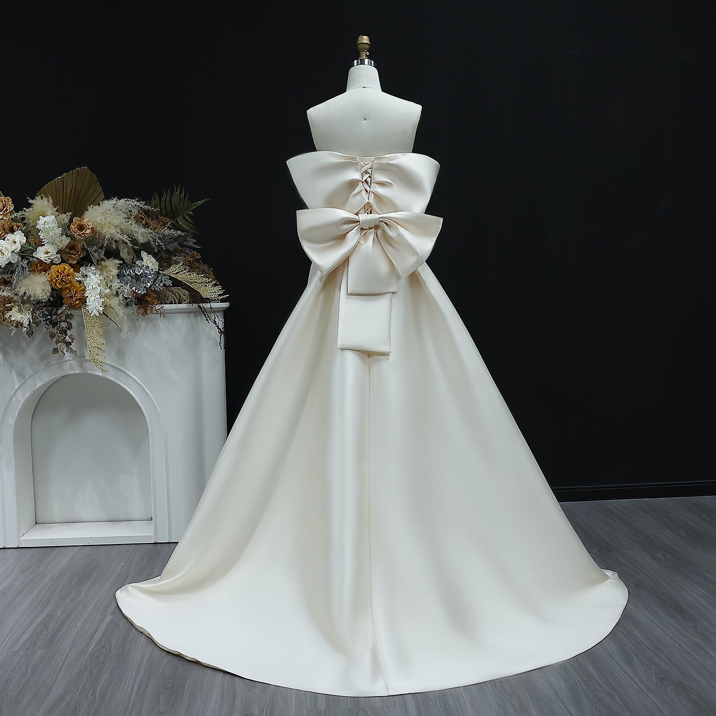 Elegant Off Shoulder Lilac Evening Dress with Overskirt SS400