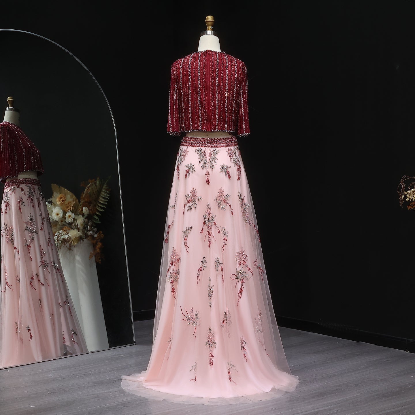 Luxury Beaded Yellow 2 Pieces Evening Dress SS490