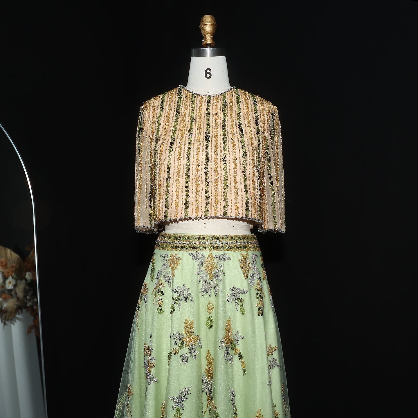 Luxury Beaded Yellow 2 Pieces Evening Dress SS490