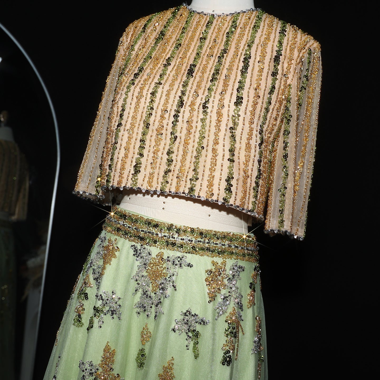 Luxury Beaded Yellow 2 Pieces Evening Dress SS490