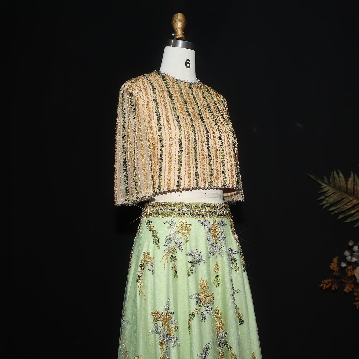 Luxury Beaded Yellow 2 Pieces Evening Dress SS490