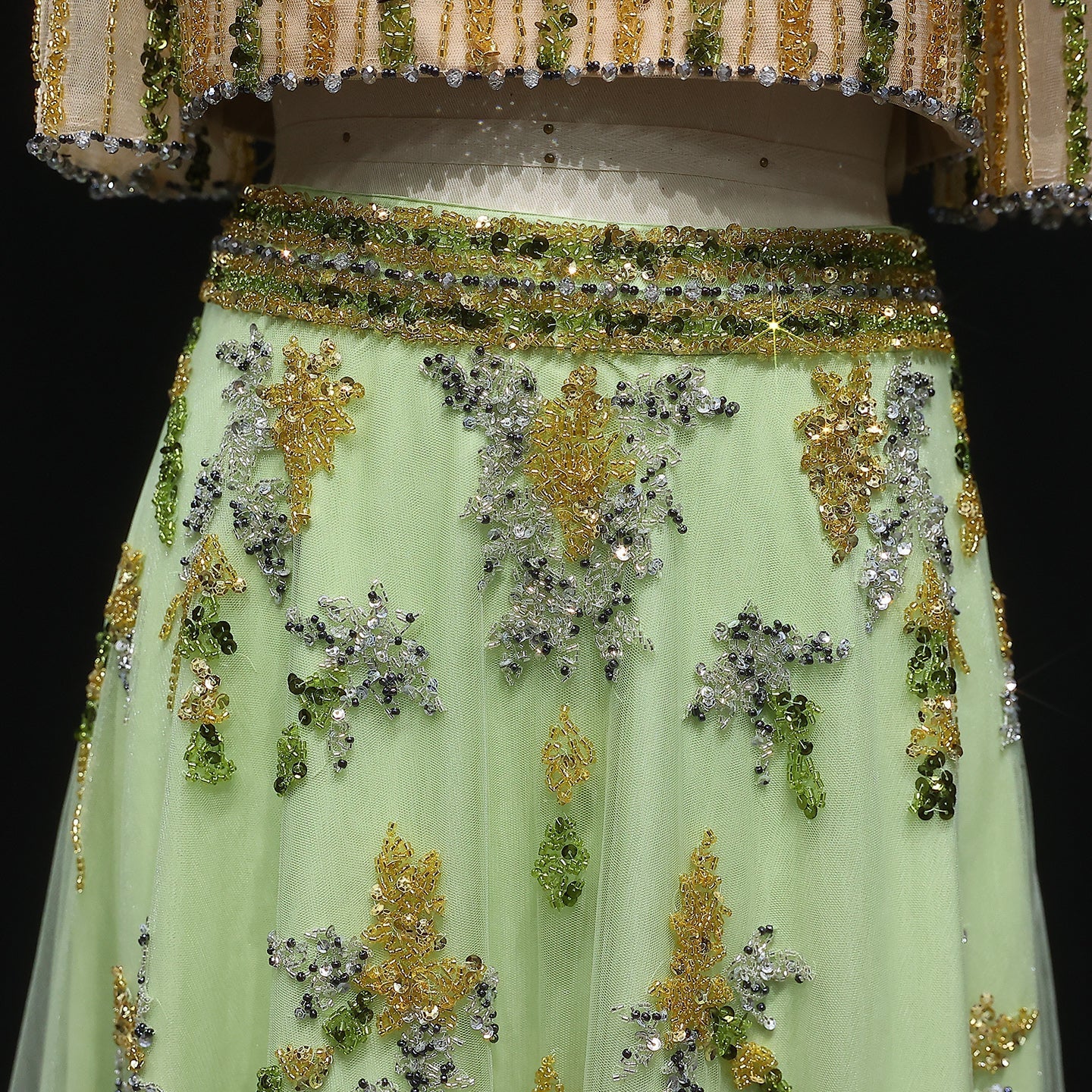 Luxury Beaded Yellow 2 Pieces Evening Dress SS490