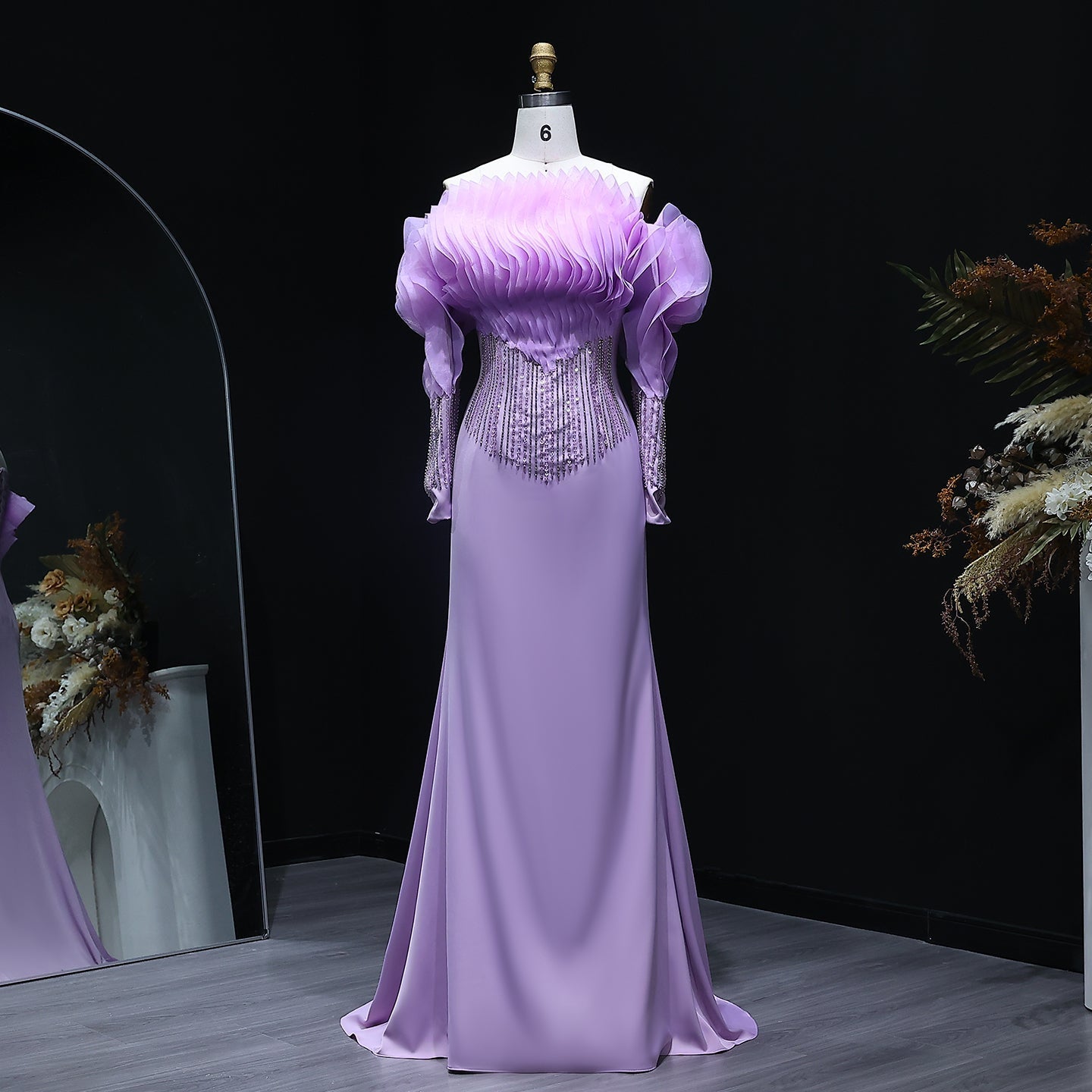Elegant Off the Shoulder Lilac Evening Dress XD-006  Lilac / US 16
