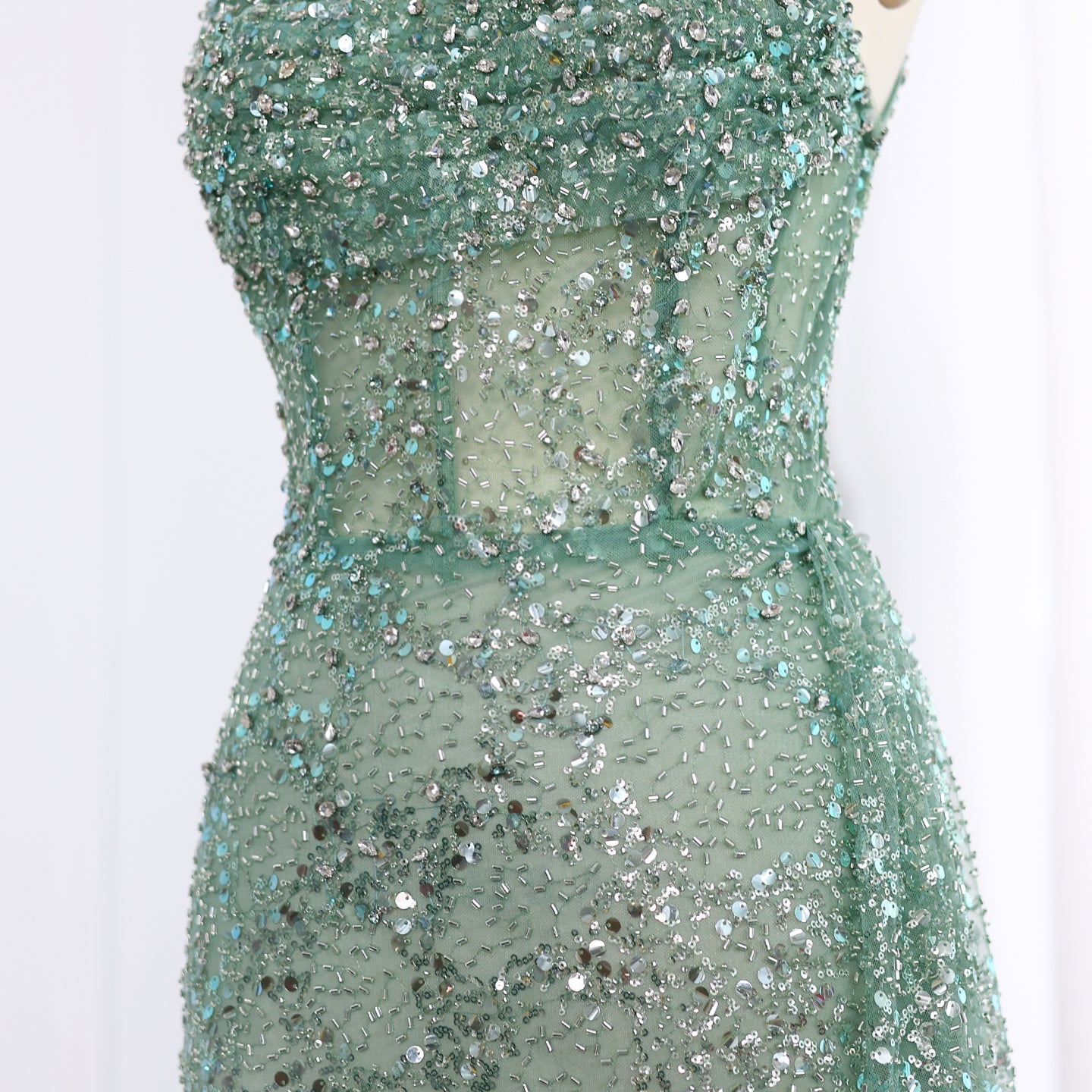 Luxury Blue One Shoulder Evening Dress with Overskirt SS710