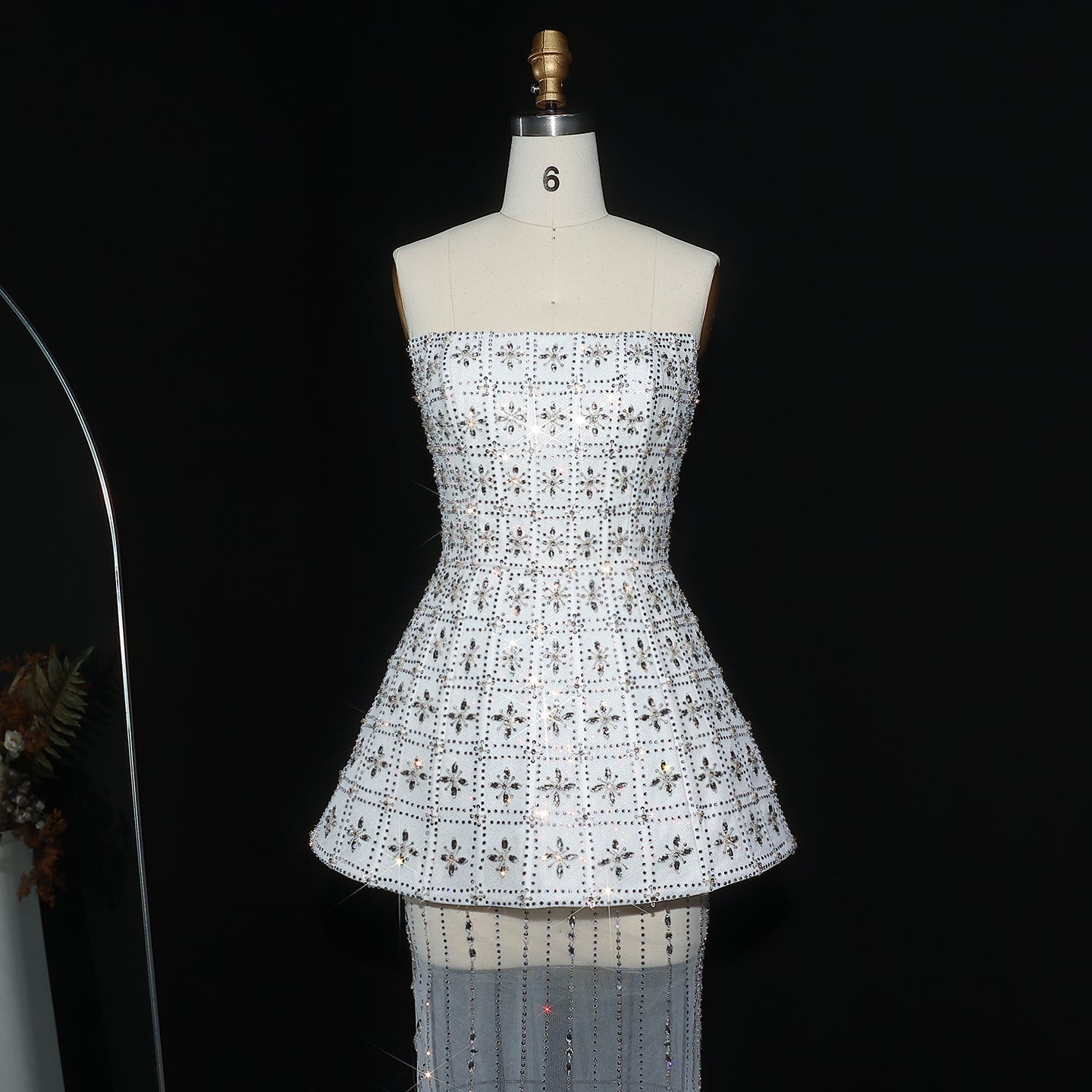 Stunning Strapless Crystal White Evening Dress SS545