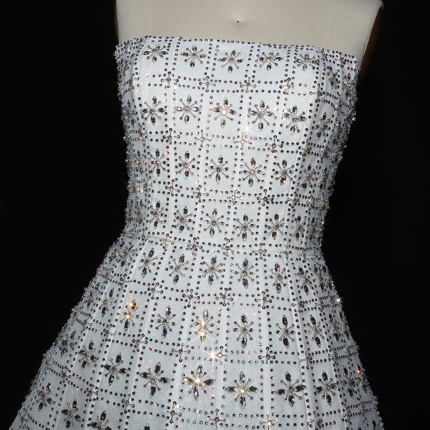 Stunning Strapless Crystal White Evening Dress SS545