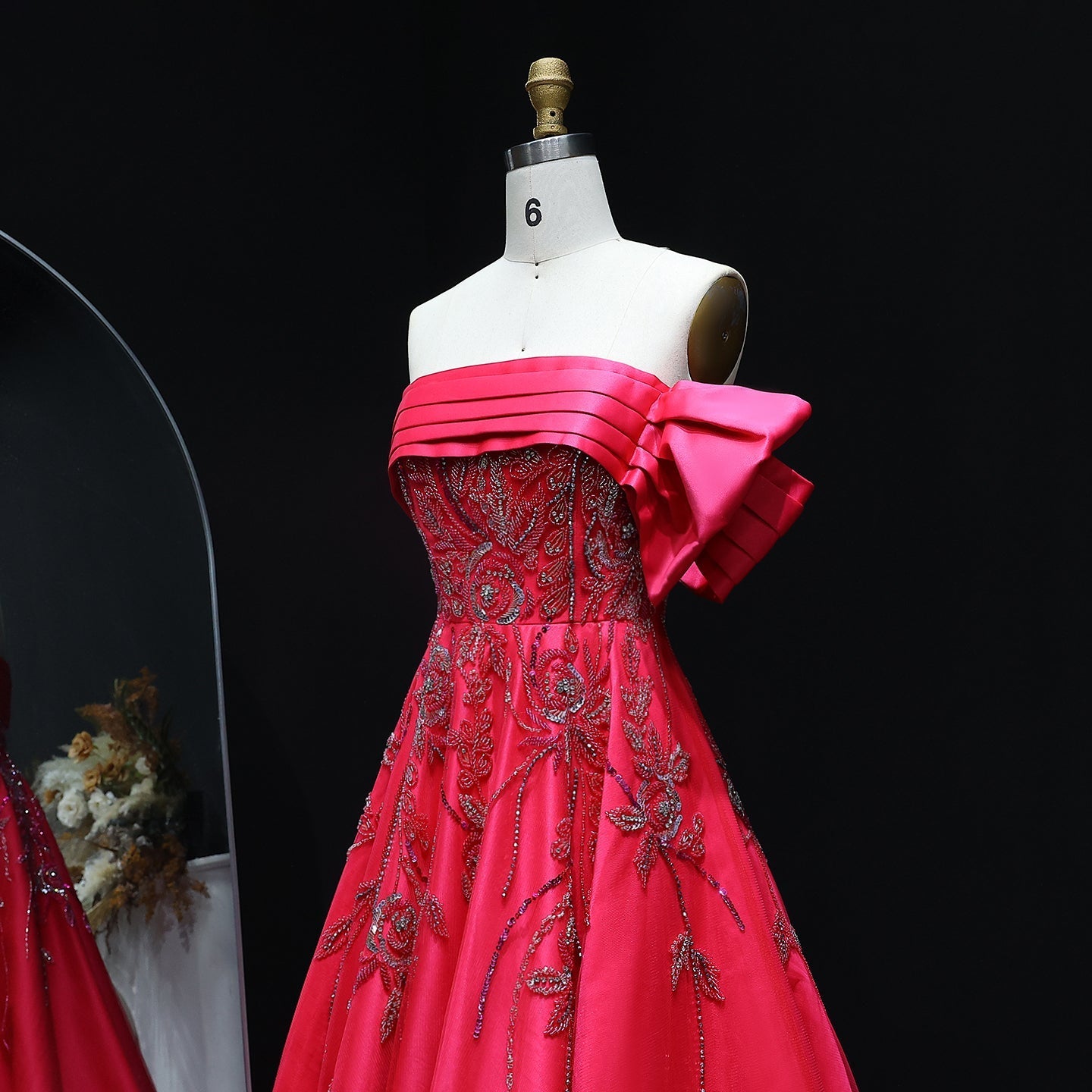 Elegant Fuchsia One Shoulder Evening Dress SS567