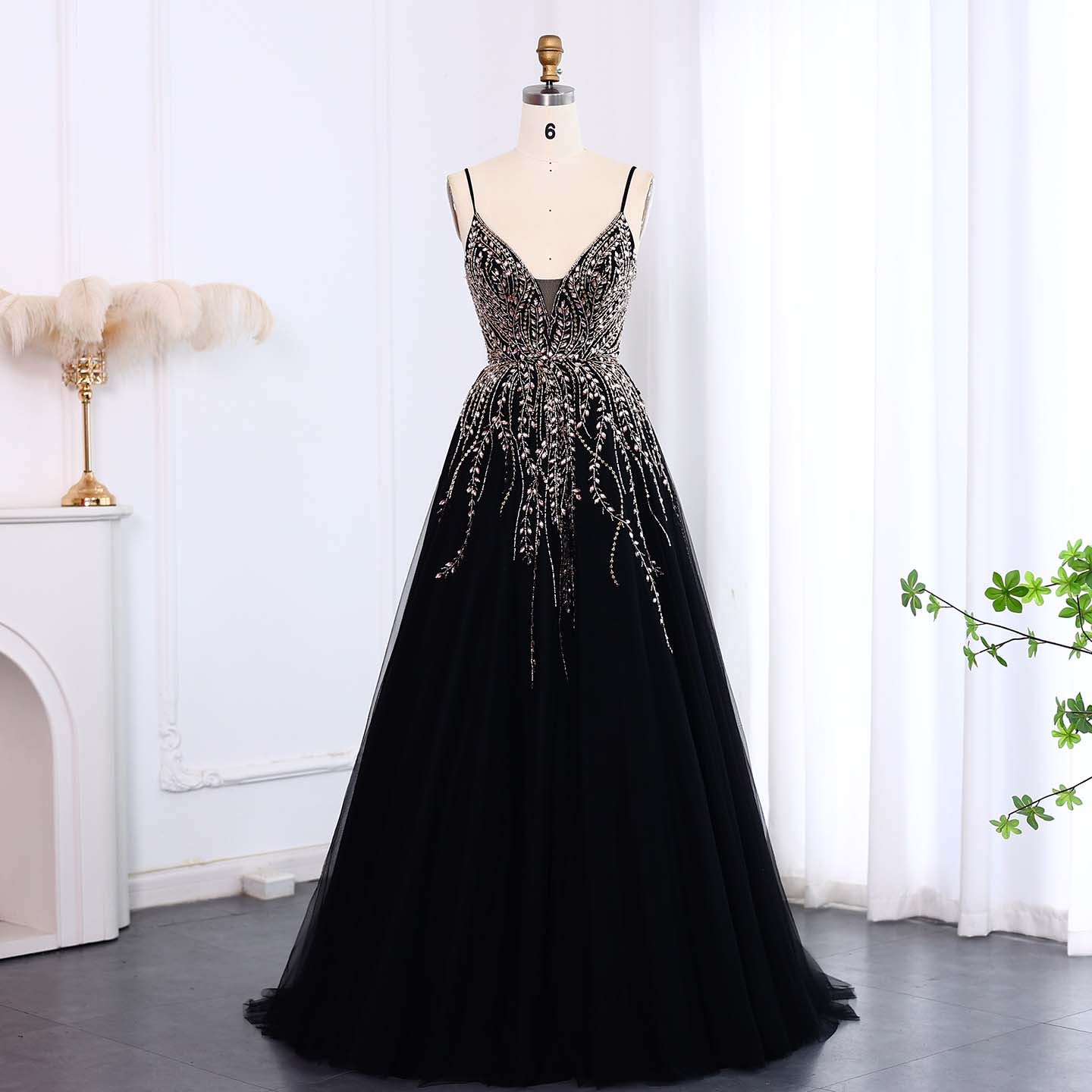 Luxury Crystal Pink Evening Dress with ruffles SS584