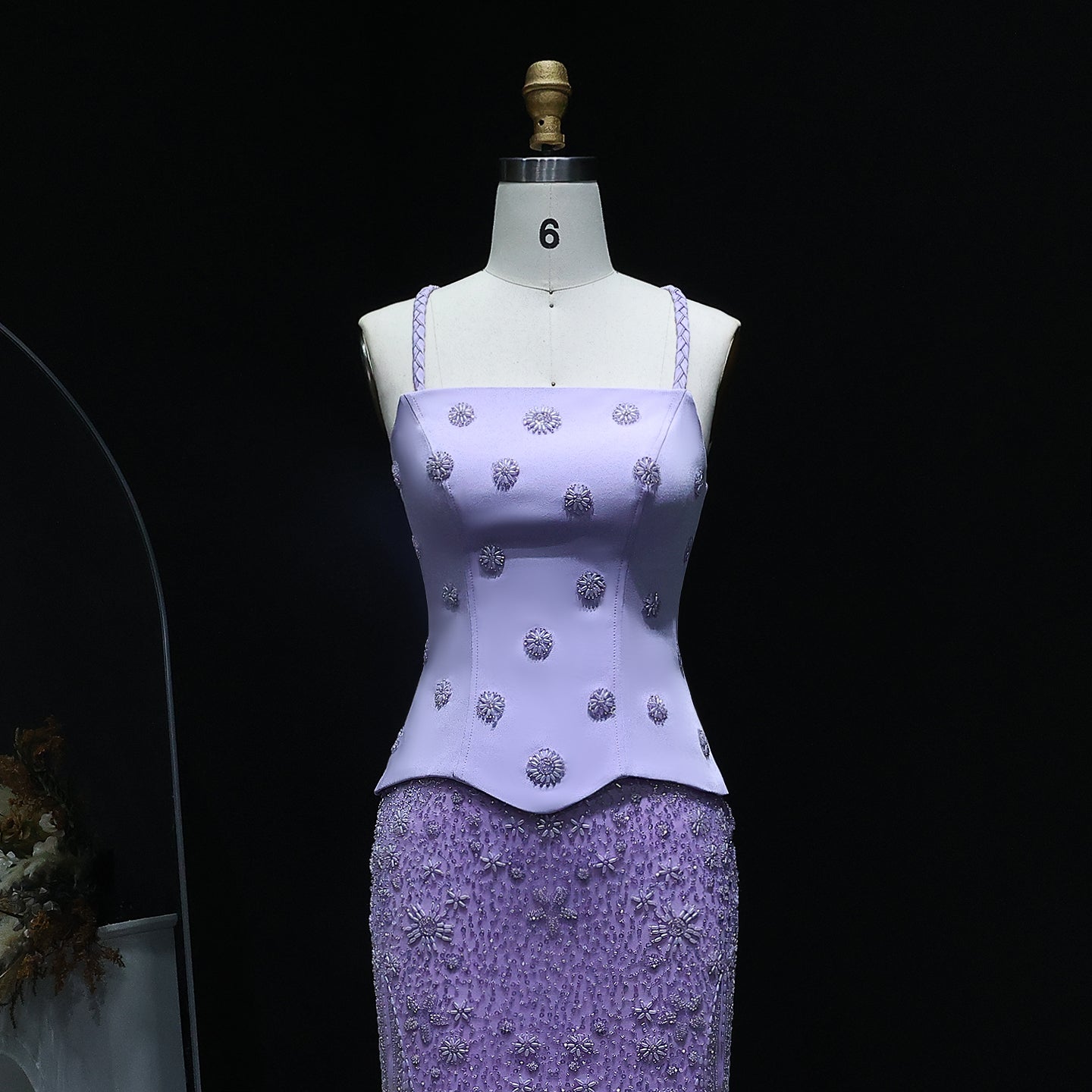 Chic Lilac Two Pieces Evening Dress with Spaghetti Straps SS697