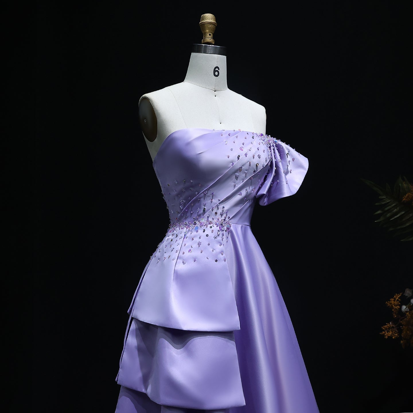 Elegant Gold One Shoulder Satin Evening Dress SS592