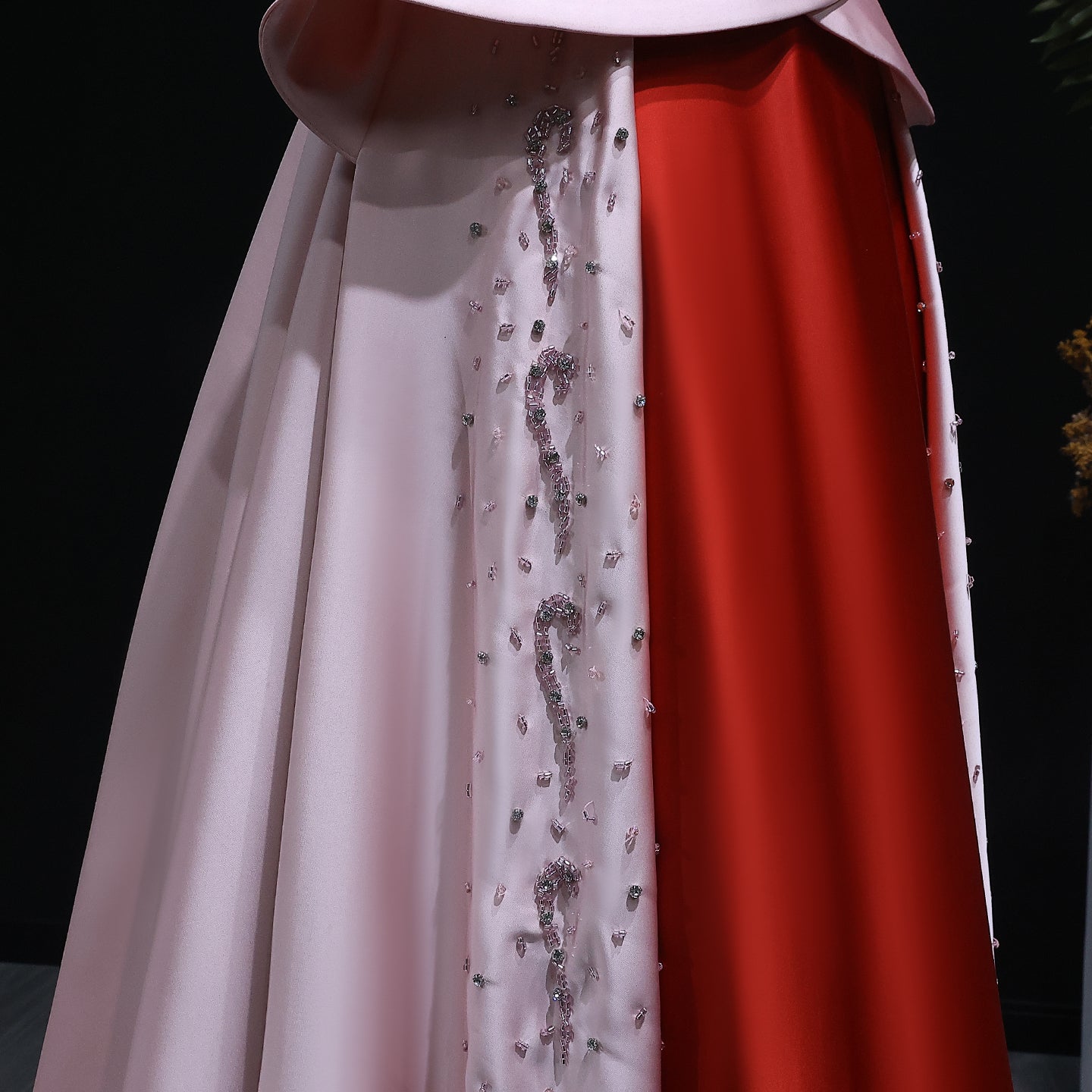 Elegant Strapless Pink and Red Two-Tone Evening Dress SS244