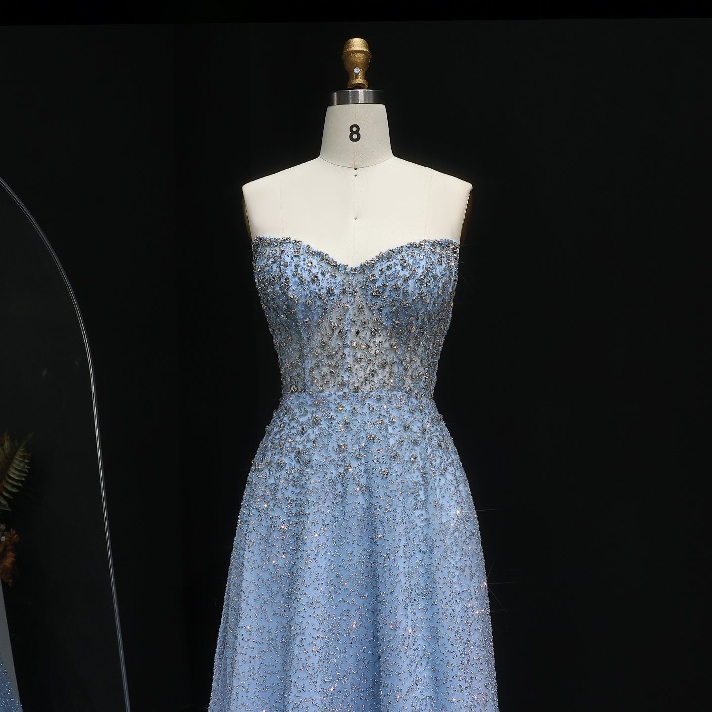 Luxury Crystal Purple Strapless Evening Dress SS699