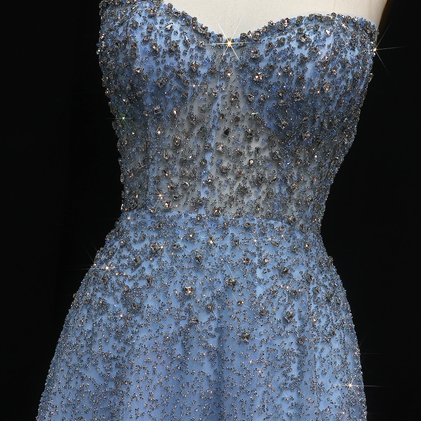 Luxury Crystal Purple Strapless Evening Dress SS699