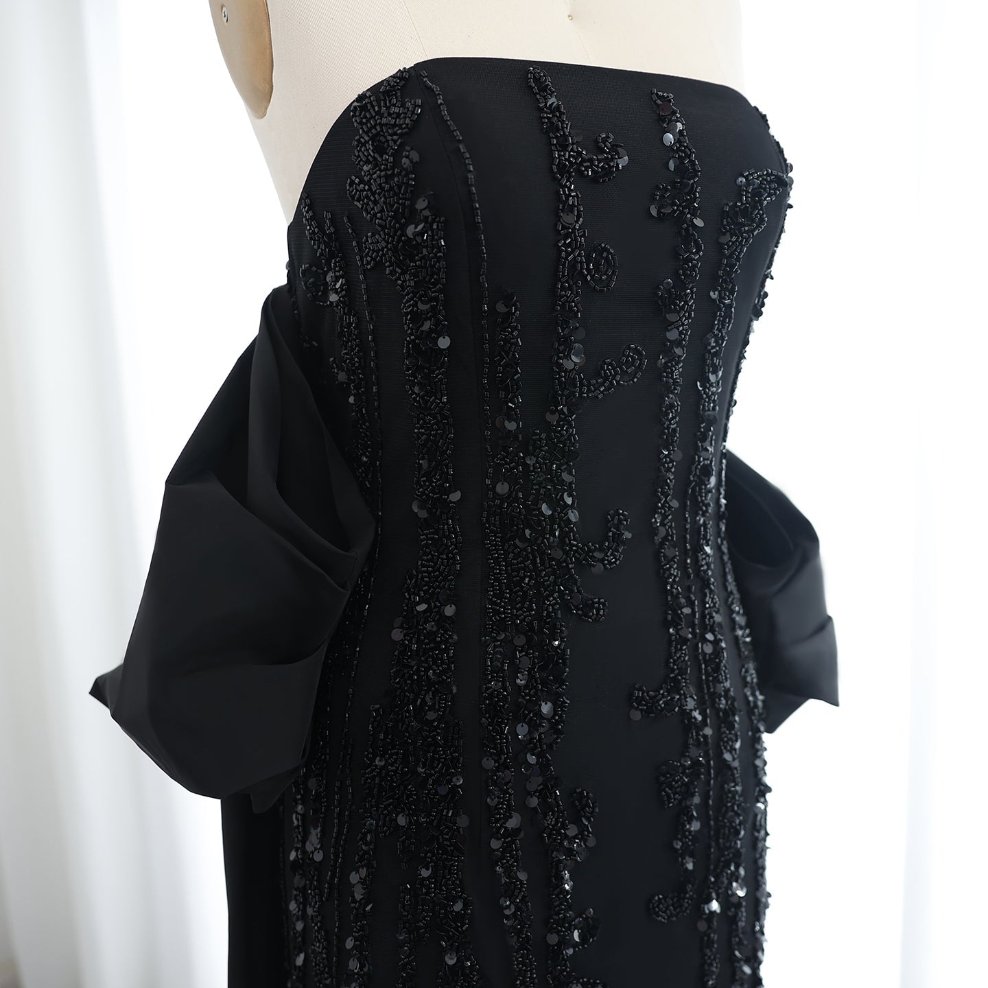 Luxury Blue Strapless Evening Dress with Cape SS454