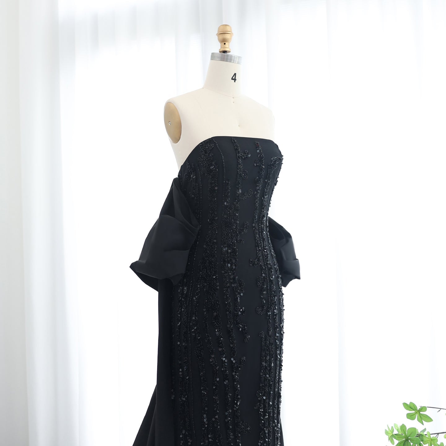 Luxury Blue Strapless Evening Dress with Cape SS454