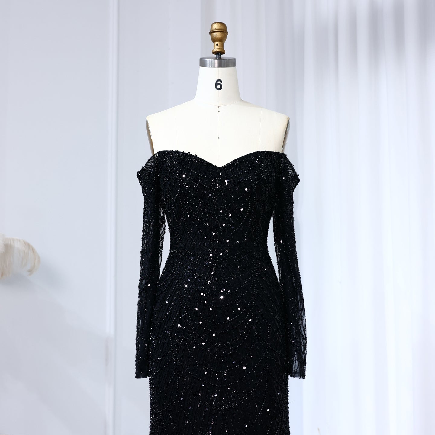 Luxury Off Shoulder Long Sleeves Mermaid Evening Dress SS609